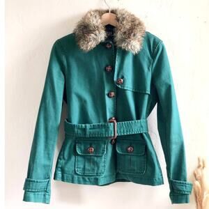 Vintage GAP Green Corduroy Fur Lined Jacket